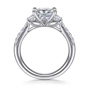 Alta - 14K White Gold Princess Cut Three Stone Diamond Engagement Ring
