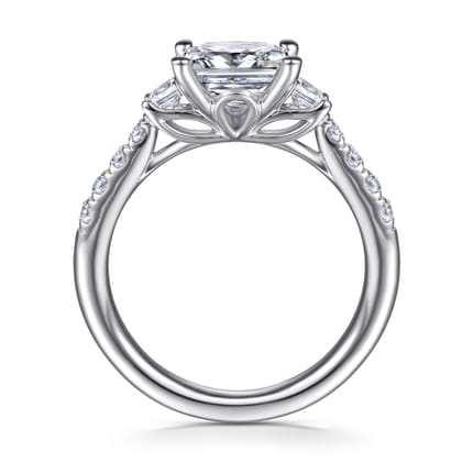 Alta - 14K White Gold Princess Cut Three Stone Diamond Engagement Ring