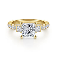 Alta - 14K Yellow Gold Princess Cut Three Stone Diamond Engagement Ring