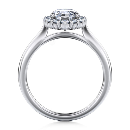 Althea - 14K White Gold Pear Shape Halo Diamond Engagement Ring - 0.39 ct - Shot 2