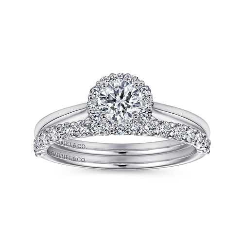 Althea - 14K White Gold Round Halo Diamond Engagement Ring - 0.11 ct - Shot 4