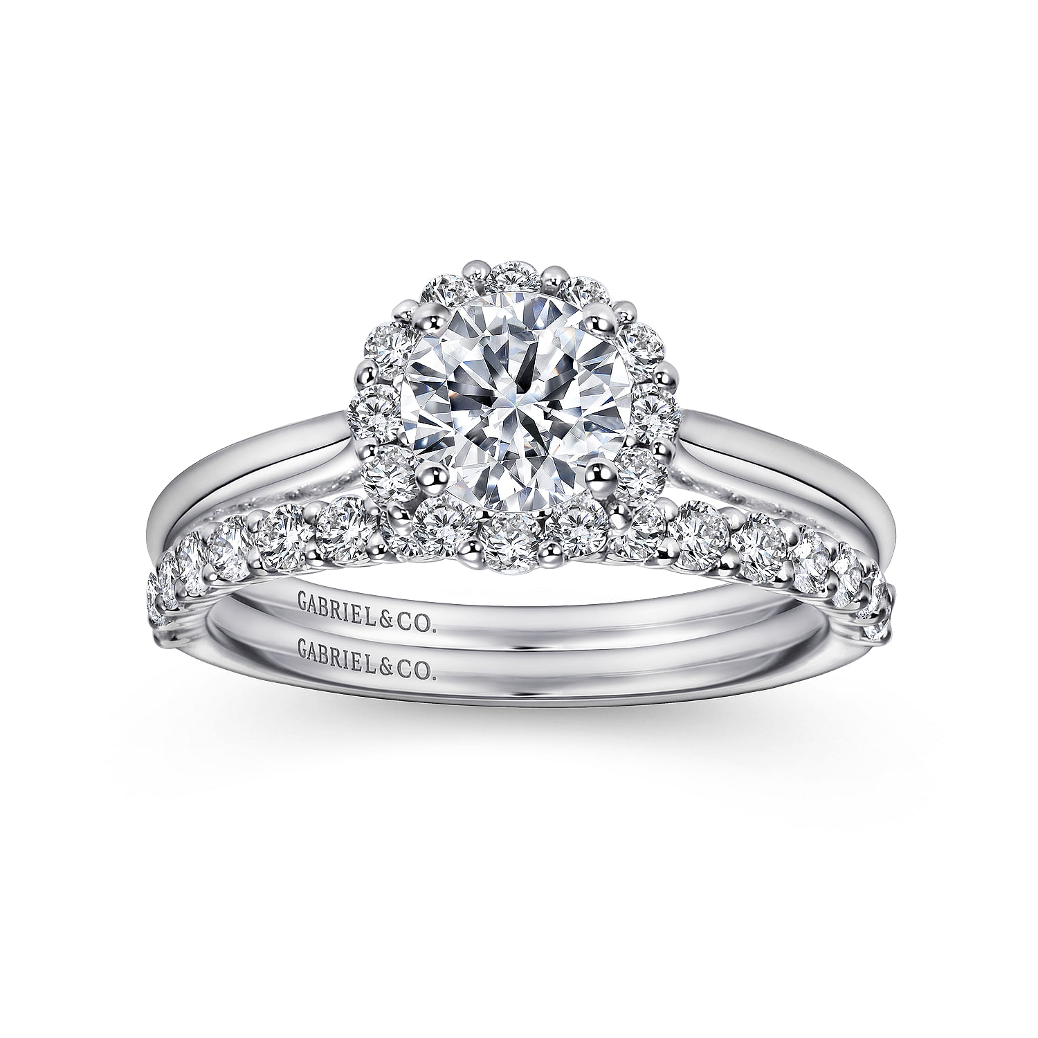 Althea - 14K White Gold Round Halo Diamond Engagement Ring - 0.2 ct - Shot 4