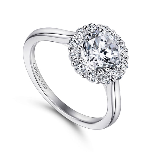 Althea - 14K White Gold Round Halo Diamond Engagement Ring - 0.47 ct - Shot 3