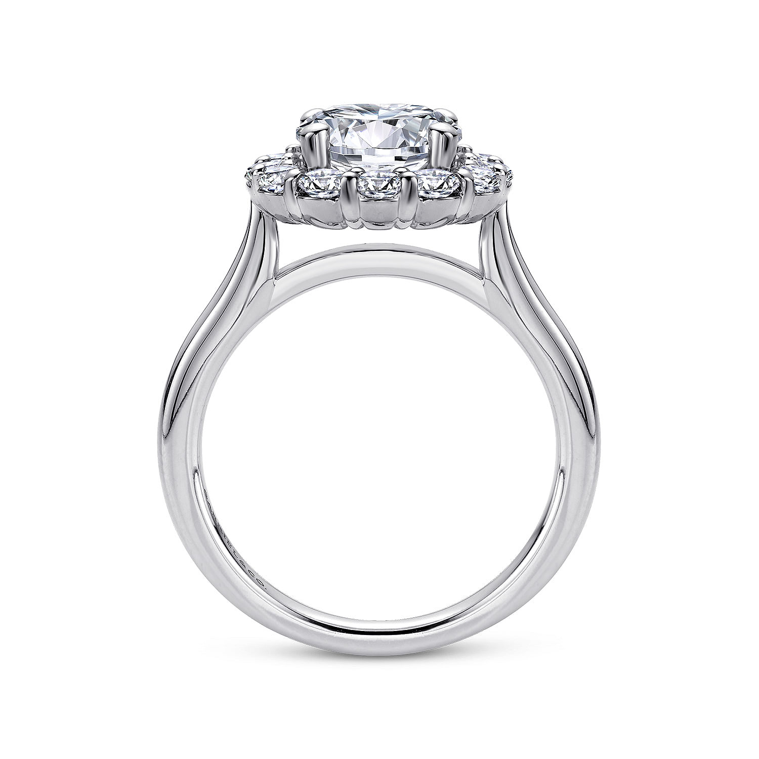 Althea - 14K White Gold Round Halo Diamond Engagement Ring - 0.73 ct - Shot 2