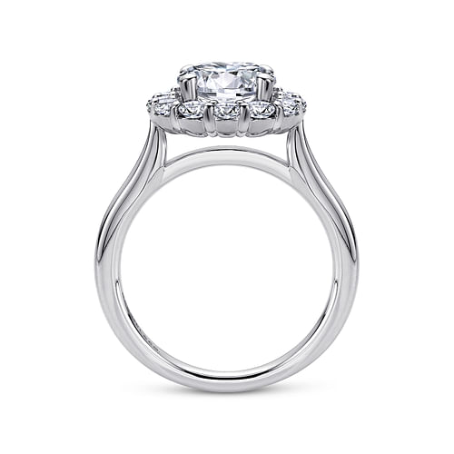 Althea - 14K White Gold Round Halo Diamond Engagement Ring - 0.73 ct - Shot 2