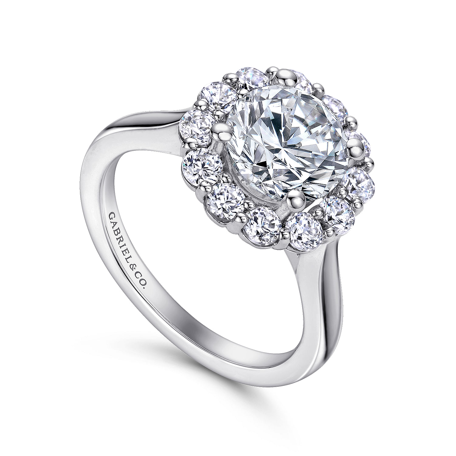Althea - 14K White Gold Round Halo Diamond Engagement Ring - 0.73 ct - Shot 3