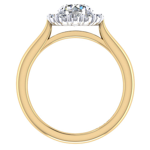 Althea - 14K White-Yellow Gold Round Halo Diamond Engagement Ring - 0.39 ct - Shot 2