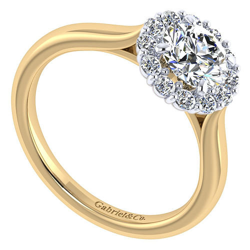 Althea - 14K White-Yellow Gold Round Halo Diamond Engagement Ring - 0.39 ct - Shot 3