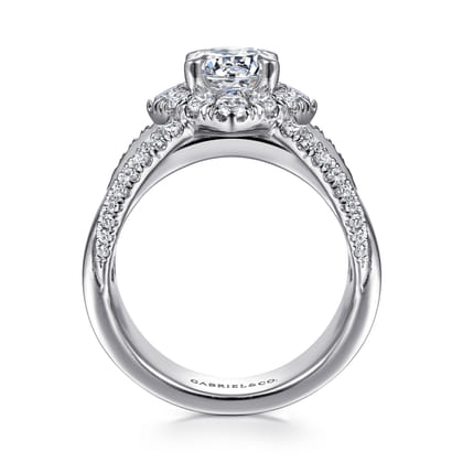 Alva - 14K White Gold Round Halo Diamond Engagement Ring