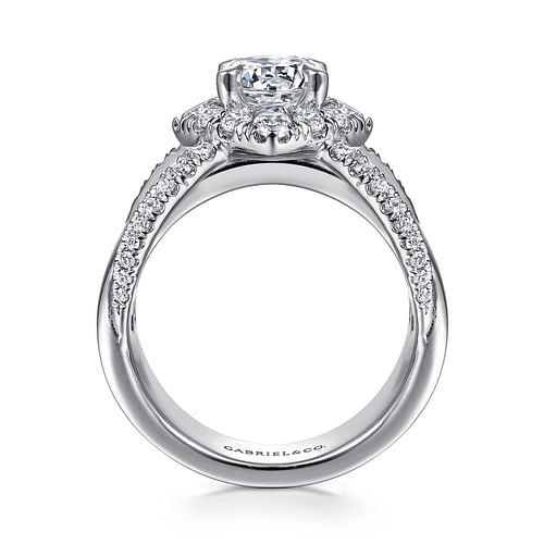 Alva - 14K White Gold Round Halo Diamond Engagement Ring - 0.66 ct - Shot 2