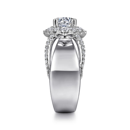 Alva - 14K White Gold Round Halo Diamond Engagement Ring