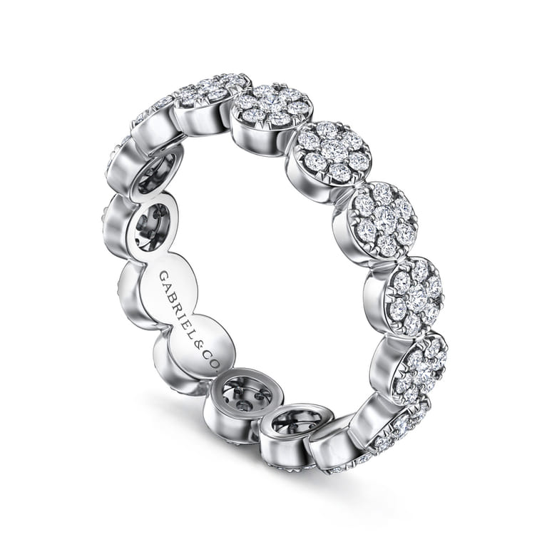 Eternity Band Wedding Ring in 14k White Gold with Round Natural Diamond at Gabriel & Co. - Shot 3
