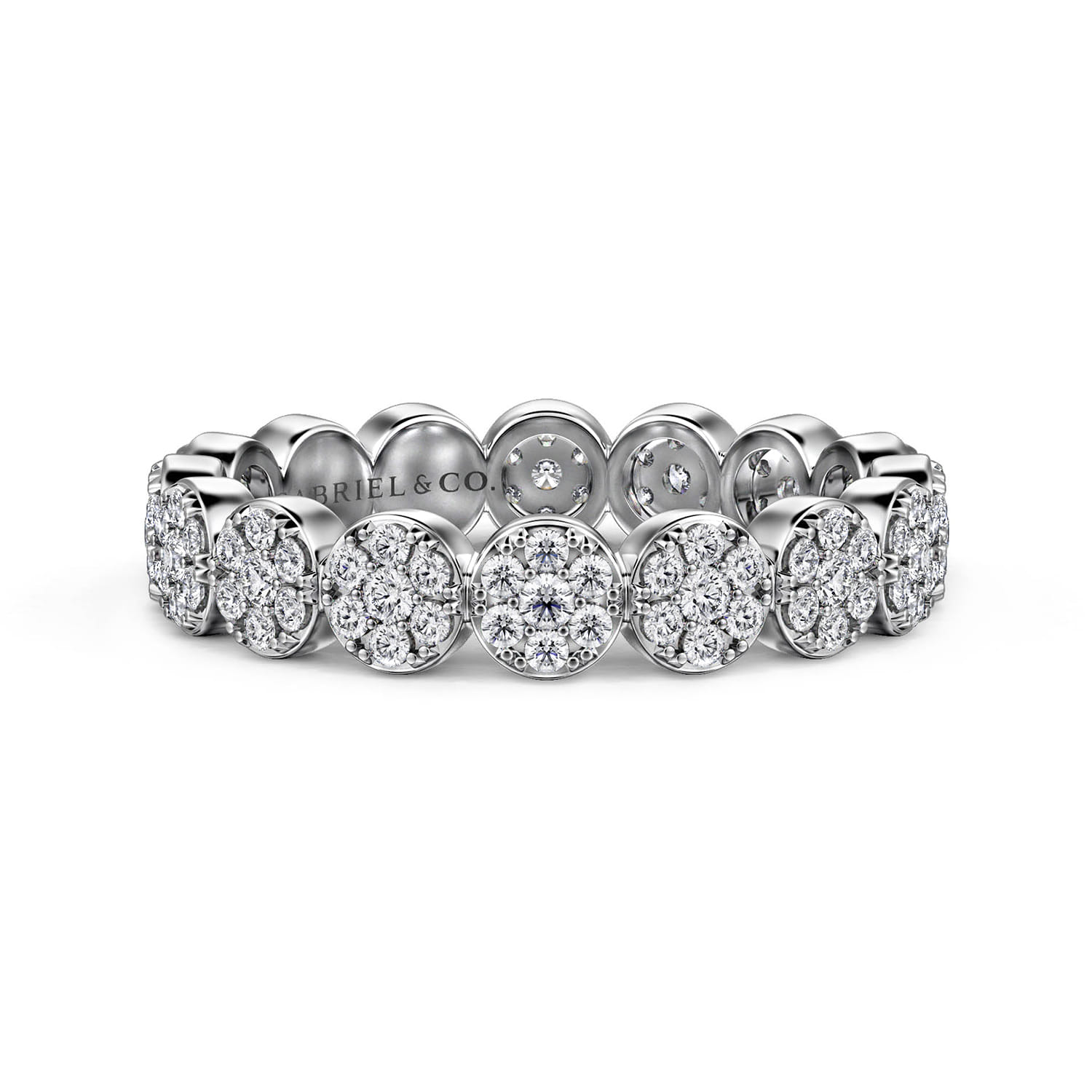 Eternity Band Wedding Ring in 14k White Gold with Round Natural Diamond at Gabriel & Co. - Shot 1