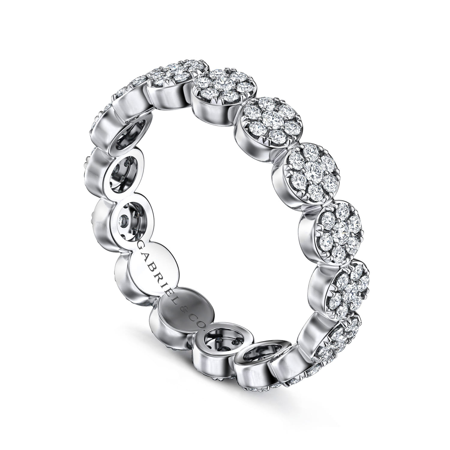 Eternity Band Wedding Ring in 14k White Gold with Round Natural Diamond at Gabriel & Co. - Shot 3