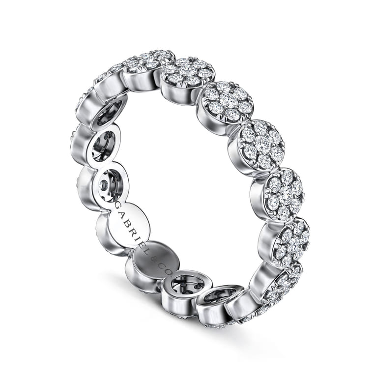 Eternity Band Wedding Ring in 14k White Gold with Round Natural Diamond at Gabriel & Co. - Shot 3