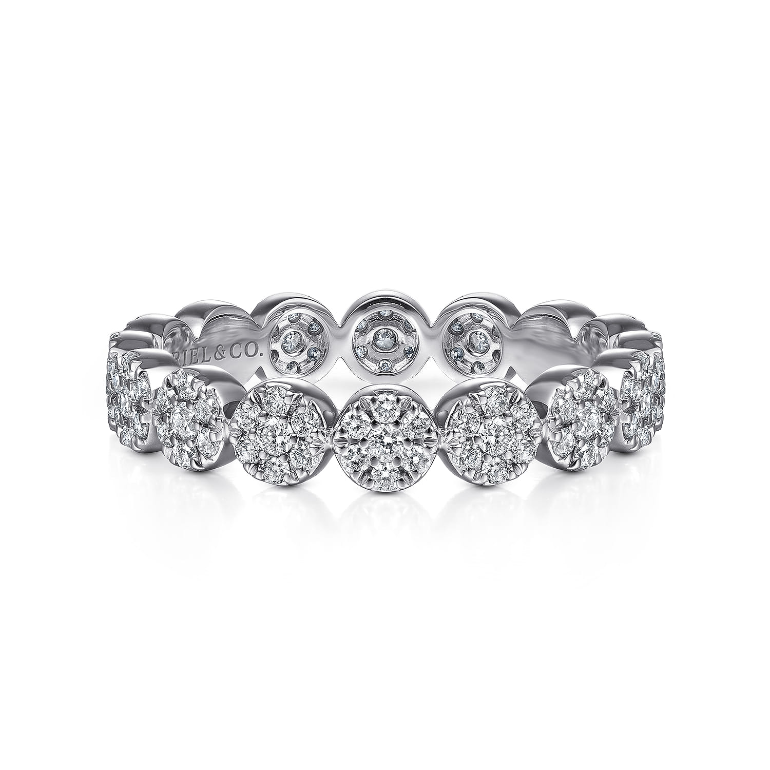 Eternity Band Wedding Ring in 14k White Gold with Round Natural Diamond at Gabriel & Co. - Shot 1
