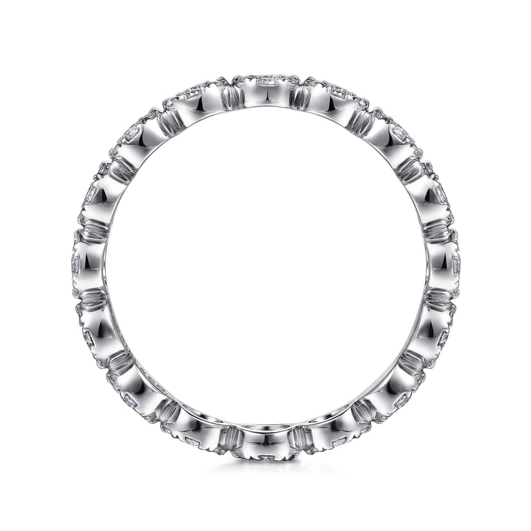 Eternity Band Wedding Ring in 14k White Gold with Round Natural Diamond at Gabriel & Co. - Shot 2