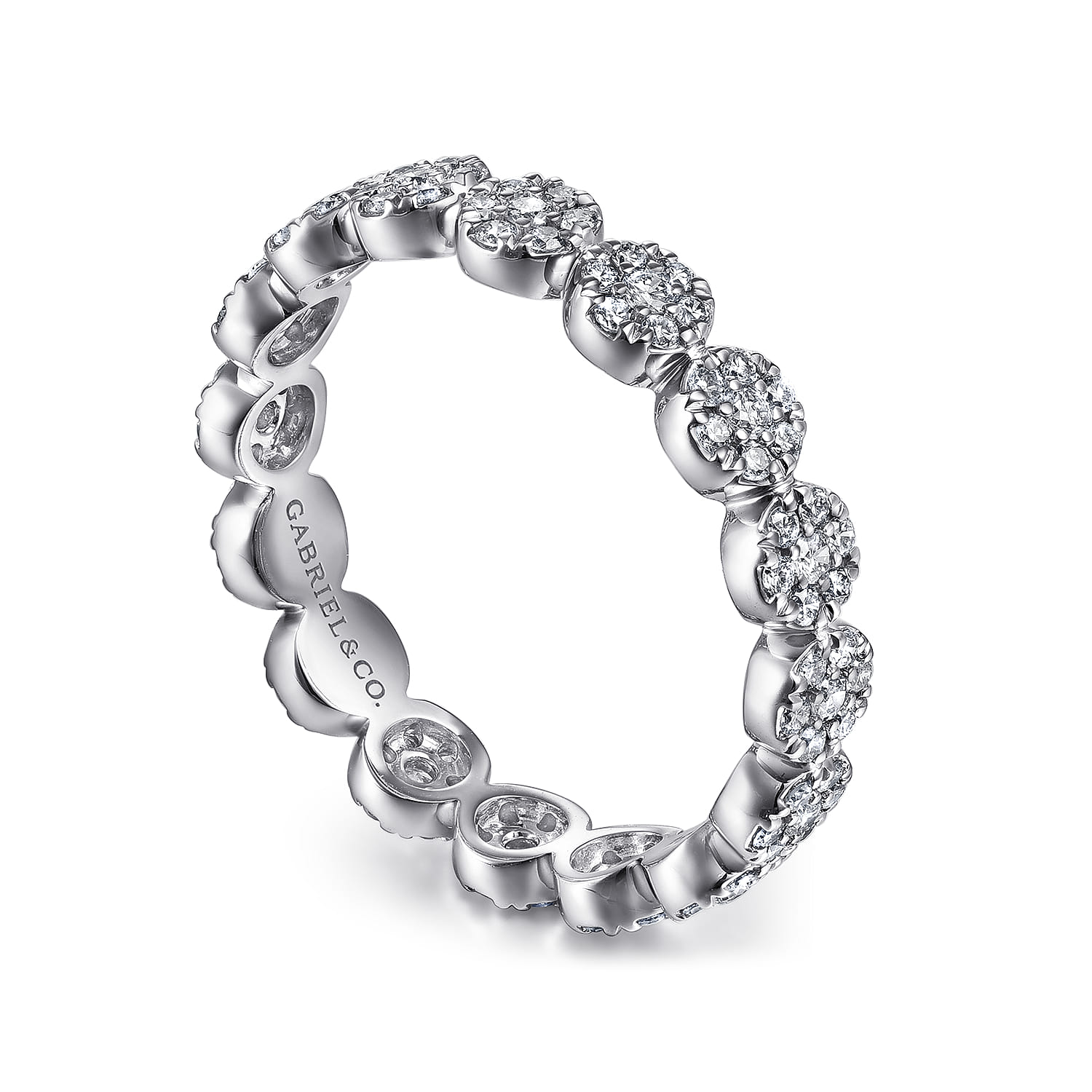 Eternity Band Wedding Ring in 14k White Gold with Round Natural Diamond at Gabriel & Co. - Shot 3