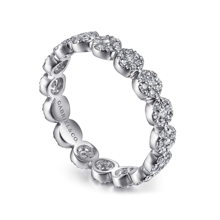 Eternity Band Wedding Ring in 14k White Gold with Round Natural Diamond at Gabriel & Co. - Shot 3