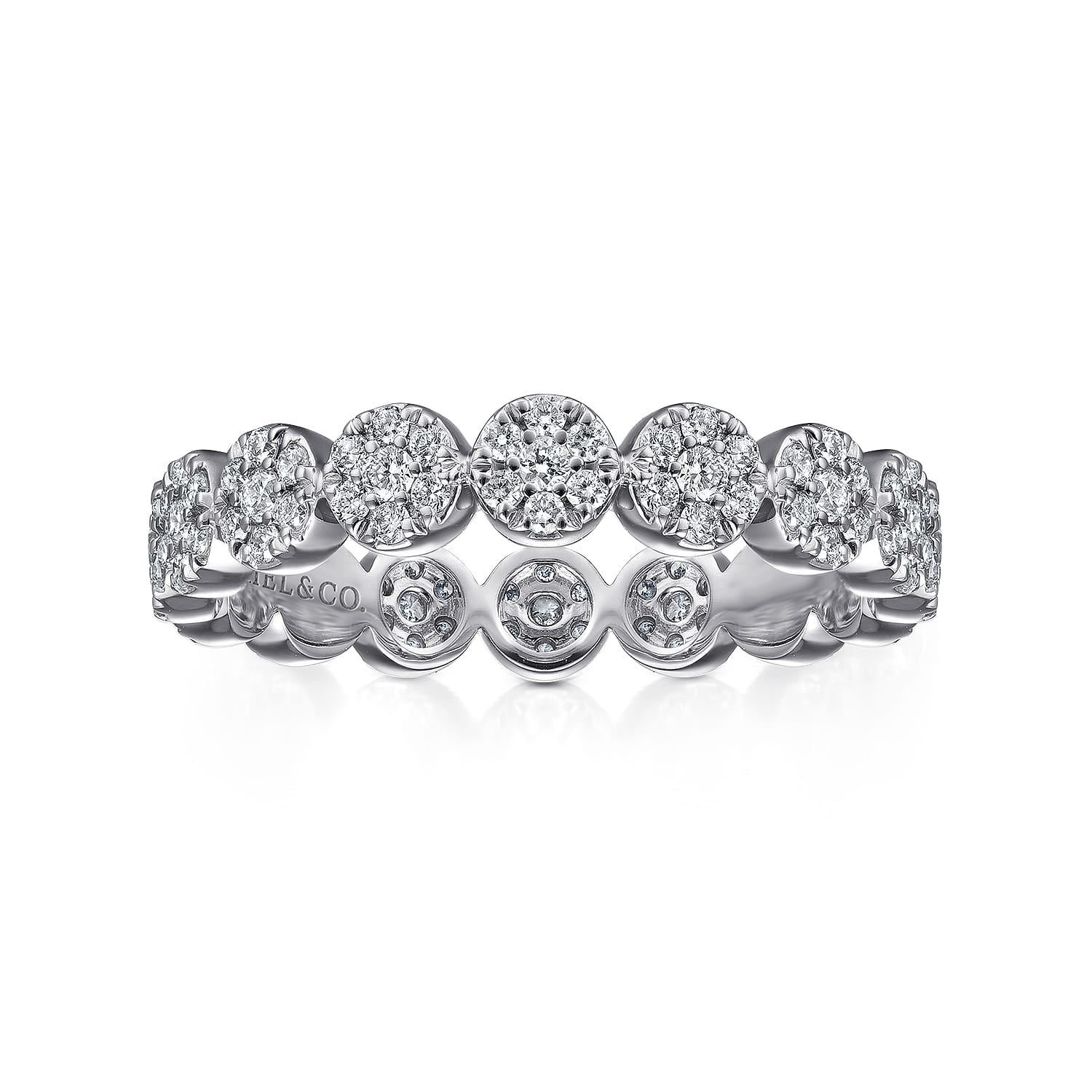 Eternity Band Wedding Ring in 14k White Gold with Round Natural Diamond at Gabriel & Co. - Shot 4