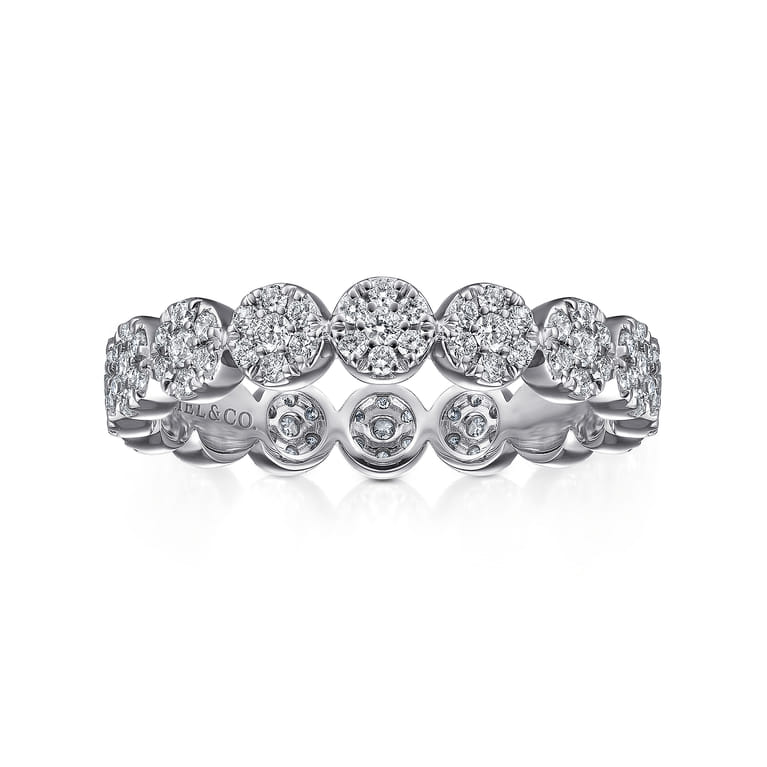 Eternity Band Wedding Ring in 14k White Gold with Round Natural Diamond at Gabriel & Co. - Shot 4