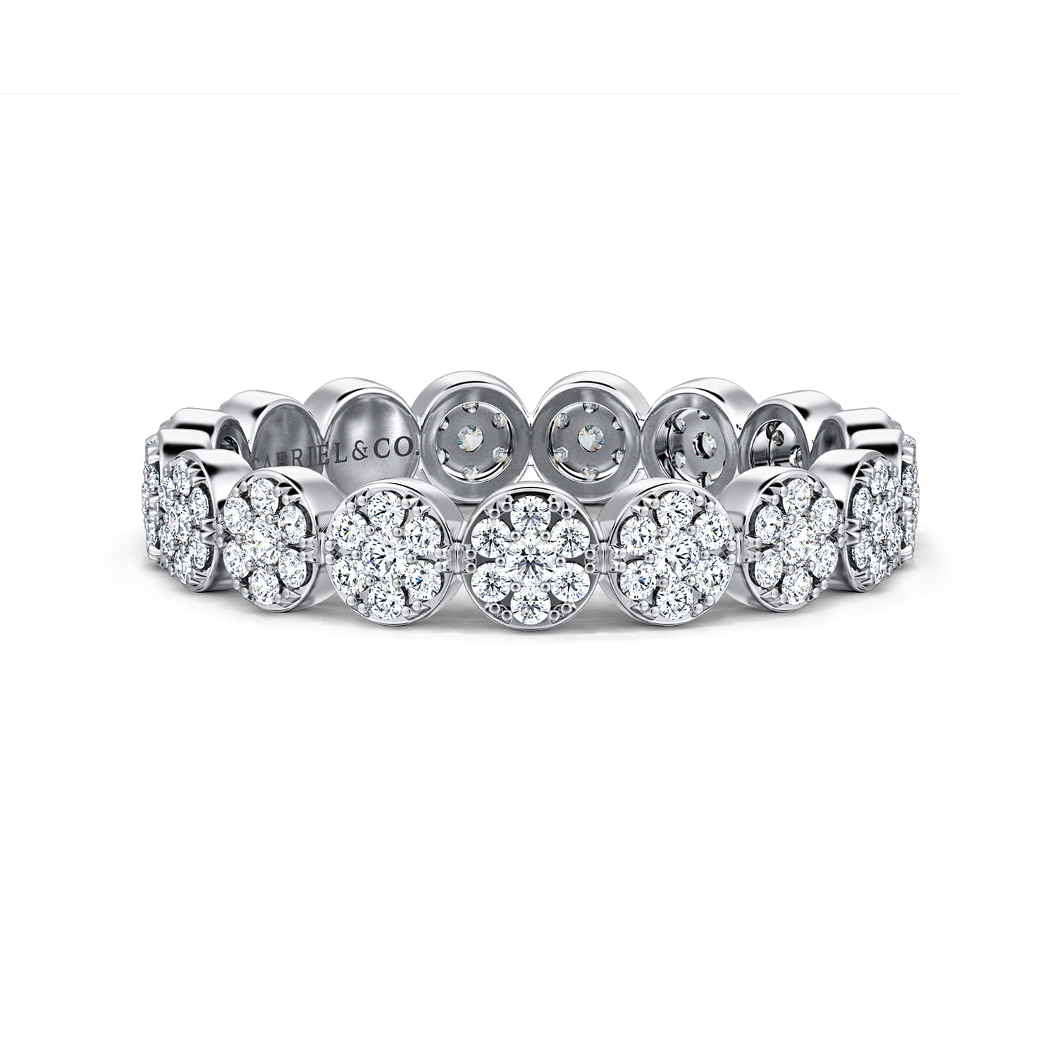 Eternity Band Wedding Ring in 14k White Gold with Round Natural Diamond at Gabriel & Co. - Shot 1