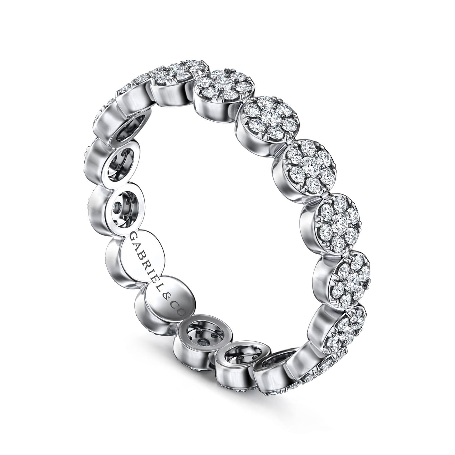 Eternity Band Wedding Ring in 14k White Gold with Round Natural Diamond at Gabriel & Co. - Shot 3