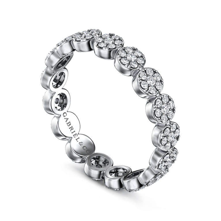 Eternity Band Wedding Ring in 14k White Gold with Round Natural Diamond at Gabriel & Co. - Shot 3