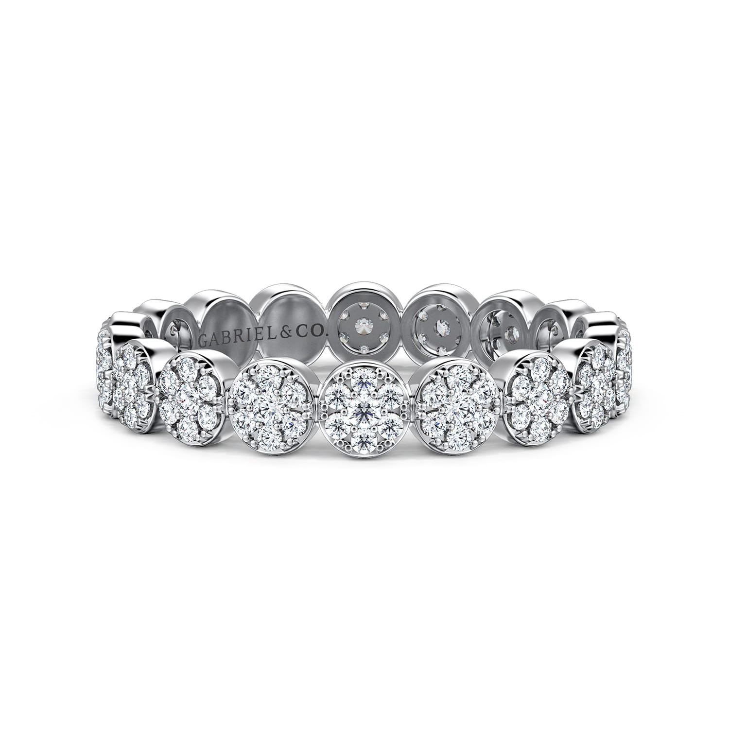 Eternity Band Wedding Ring in 14k White Gold with Round Natural Diamond at Gabriel & Co. - Shot 1