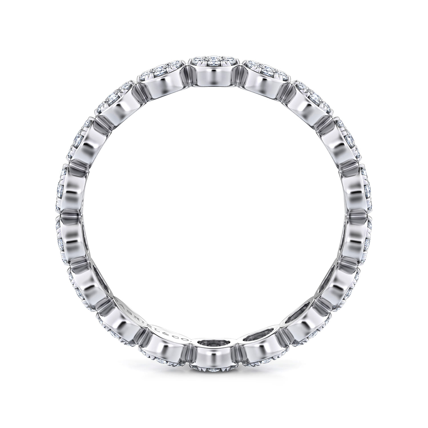 Eternity Band Wedding Ring in 14k White Gold with Round Natural Diamond at Gabriel & Co. - Shot 2