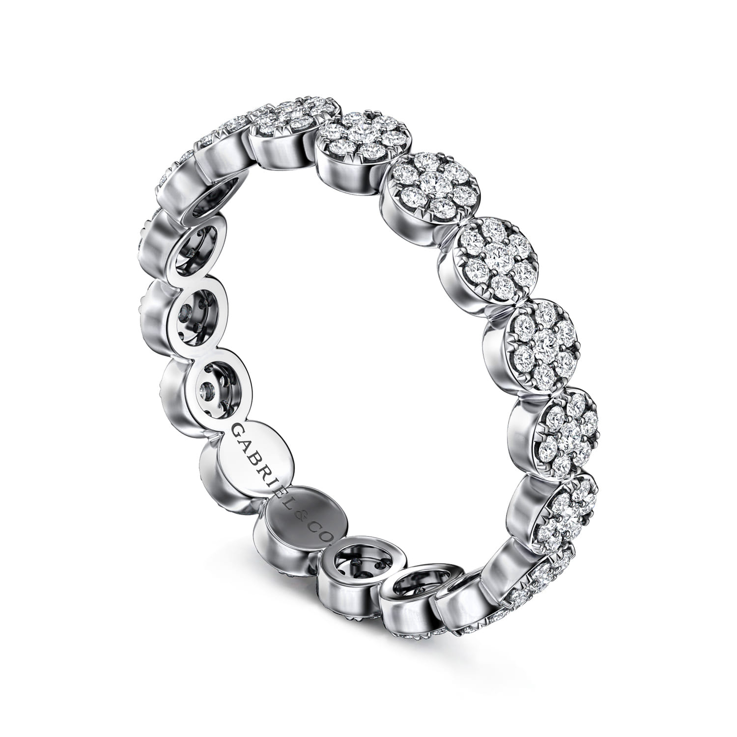 Eternity Band Wedding Ring in 14k White Gold with Round Natural Diamond at Gabriel & Co. - Shot 3