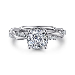 Ama - 14K White Gold Cushion Halo Diamond Engagement Ring