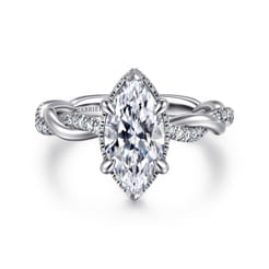 Ama - 14K White Gold Marquise Shape Halo Diamond Engagement Ring