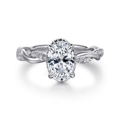 Ama - 14K White Gold Oval Halo Diamond Engagement Ring