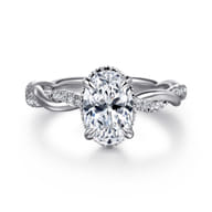 Ama - 14K White Gold Oval Halo Diamond Engagement Ring