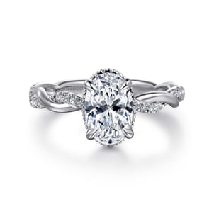 Ama - 14K White Gold Oval Halo Diamond Engagement Ring