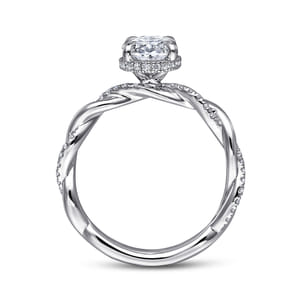 Ama - 14K White Gold Oval Halo Diamond Engagement Ring