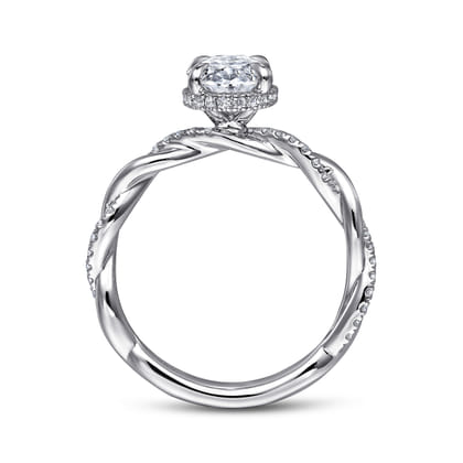 Ama - 14K White Gold Oval Halo Diamond Engagement Ring