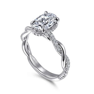 Ama - 14K White Gold Oval Halo Diamond Engagement Ring