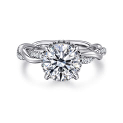 Ama - 14K White Gold Round Halo Diamond Engagement Ring