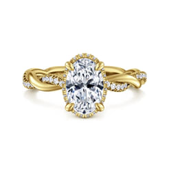 14K Yellow Gold Oval Halo Diamond Engagement Ring