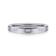 Amah - 14K White Gold 5 Stone Flush Set Marquise Diamond Cigar Band