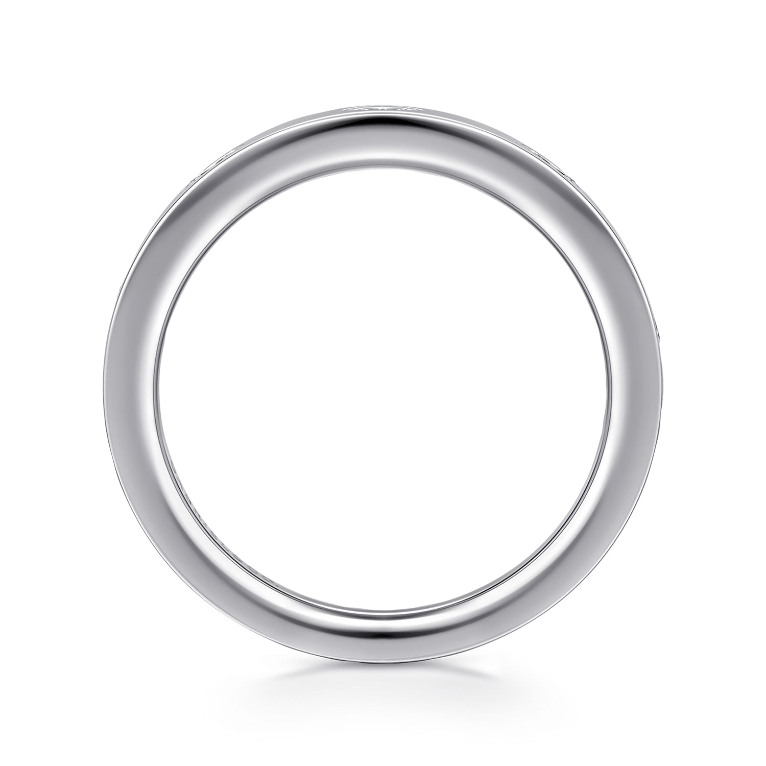 Straight Wedding Ring in 14k White Gold with Marquise Natural Diamond at Gabriel & Co. - Shot 2