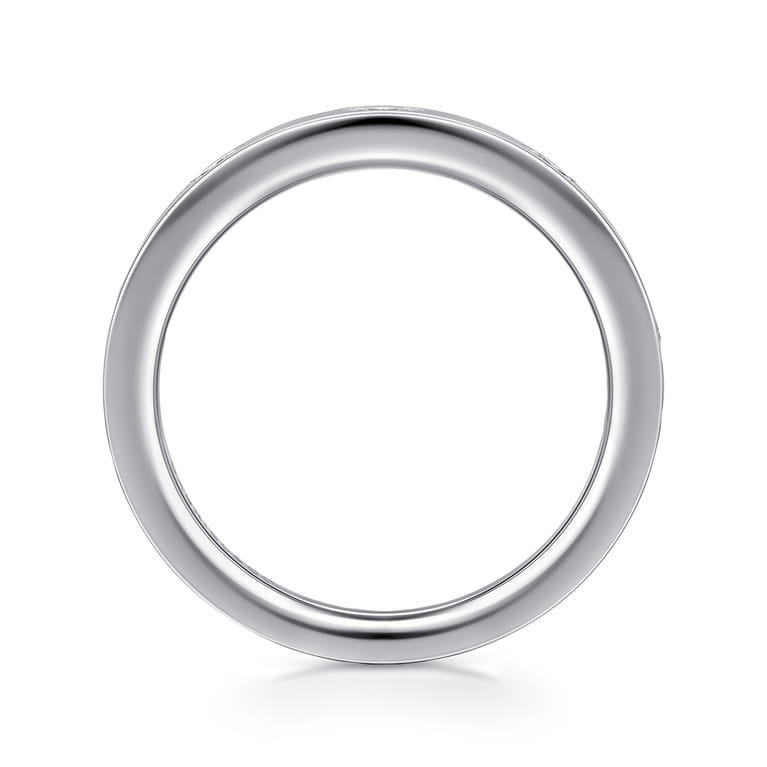 Straight Wedding Ring in 14k White Gold with Marquise Natural Diamond at Gabriel & Co. - Shot 2
