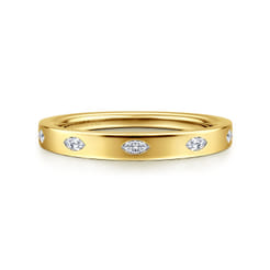 Amah - 14K Yellow Gold 5 Stone Flush Set Marquise Diamond Cigar Band