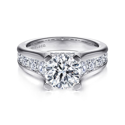 Amala - 14K White Gold Round Diamond Channel Set Engagement Ring