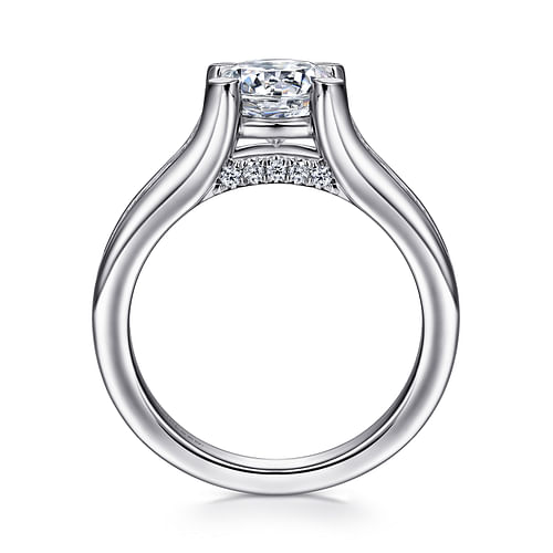 Amala - 14K White Gold Round Diamond Channel Set Engagement Ring - 1.38 ct - Shot 2