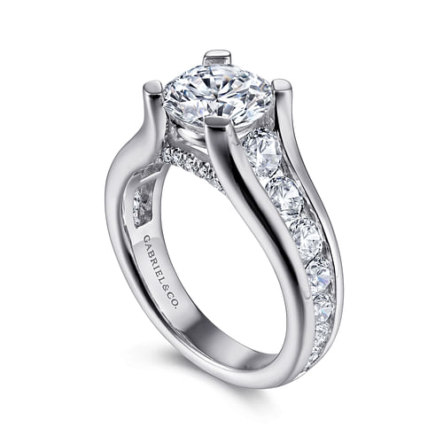 Amala - 14K White Gold Round Diamond Channel Set Engagement Ring - 1.38 ct - Shot 3