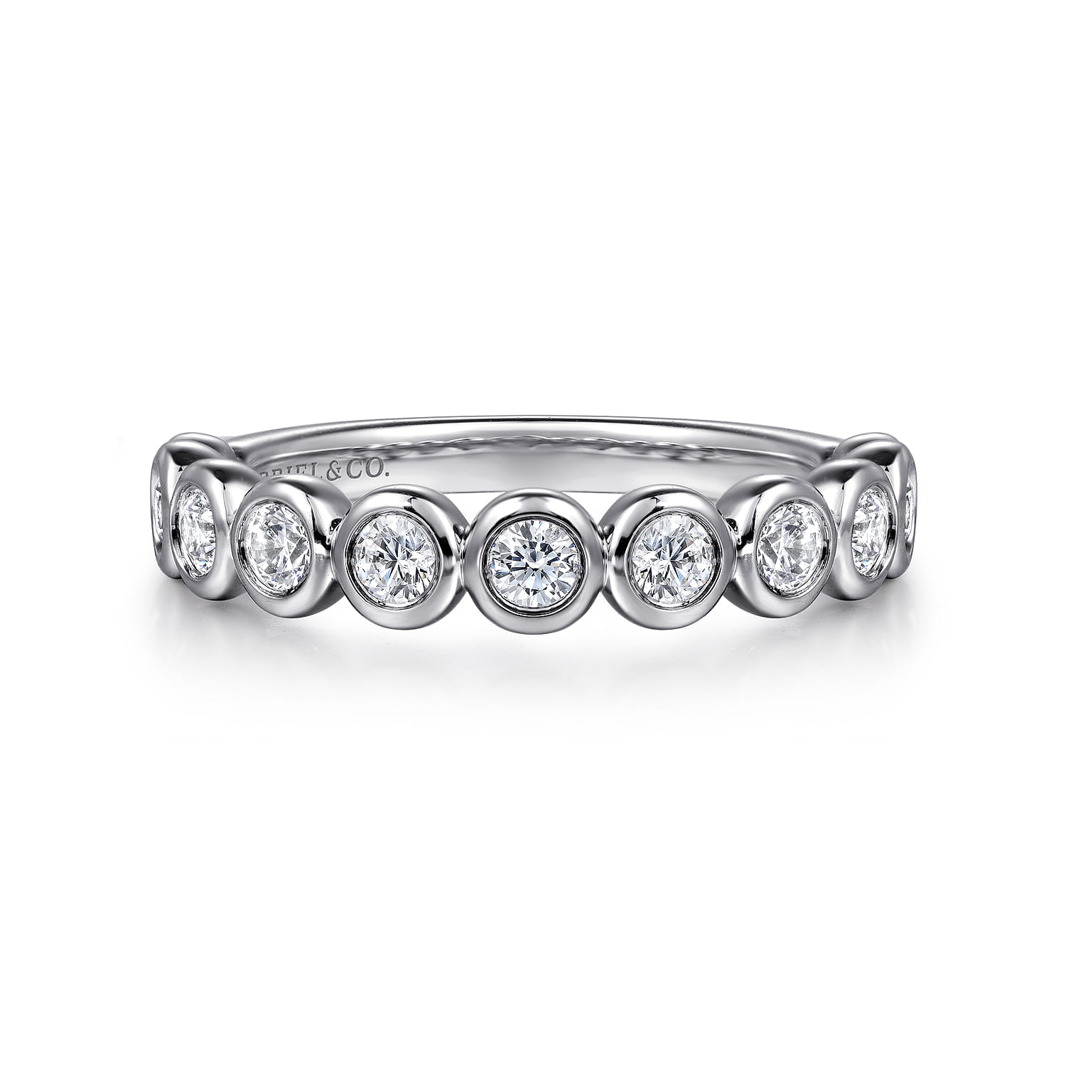 Fancy Wedding Ring in 14k White Gold with Round Natural Diamond at Gabriel & Co. - Shot 1