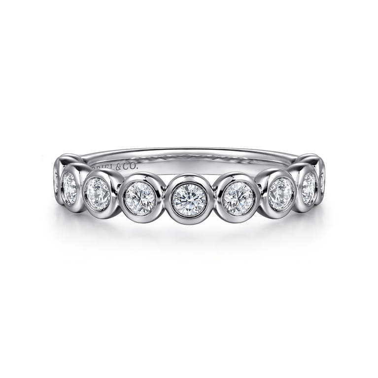 Fancy Wedding Ring in 14k White Gold with Round Natural Diamond at Gabriel & Co. - Shot 1